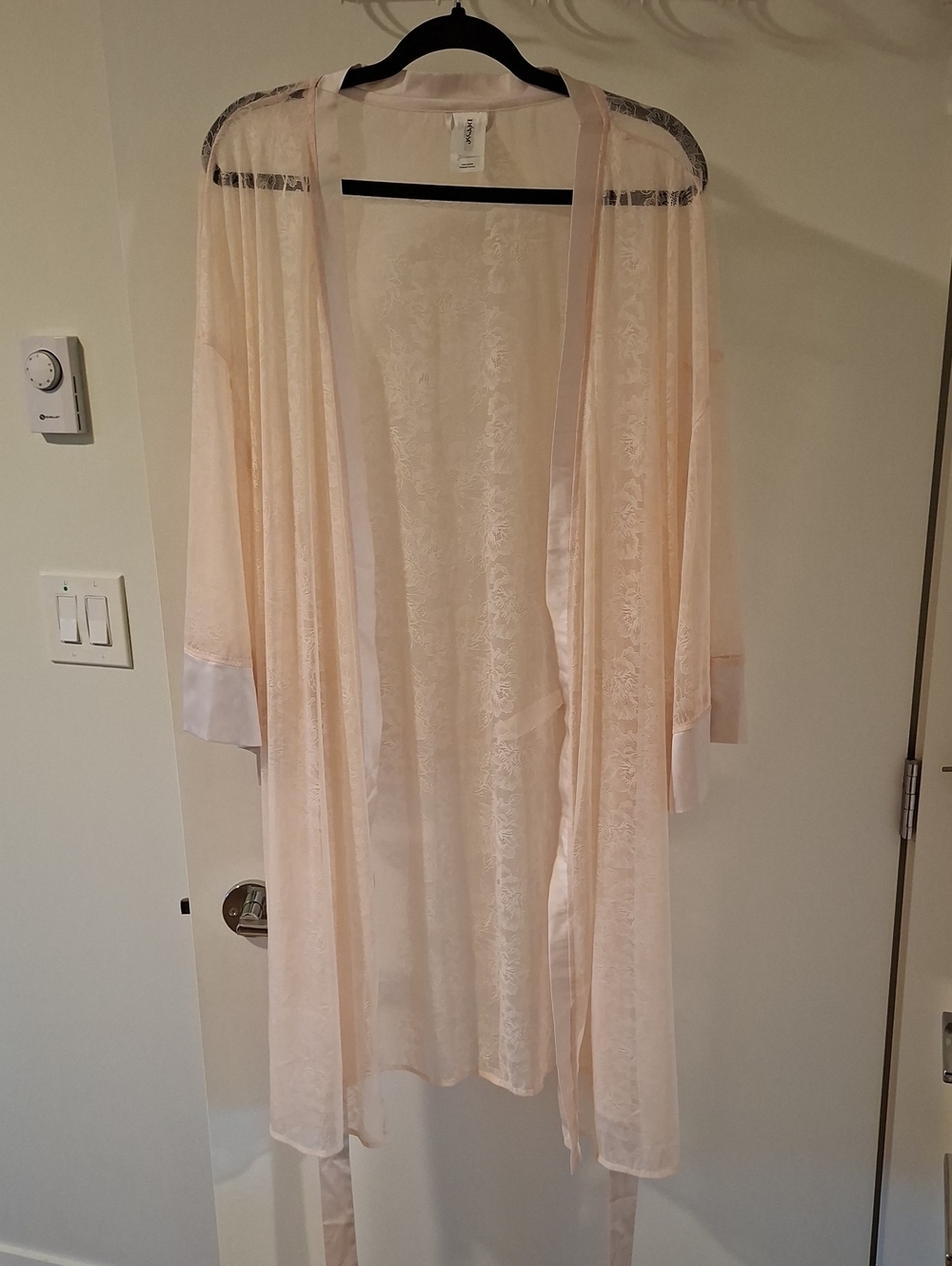 Déesse Lingerie Blush/Powder Sexy Pink Lace & Satin Robe/Kimono (Size 2XL/3XL)
